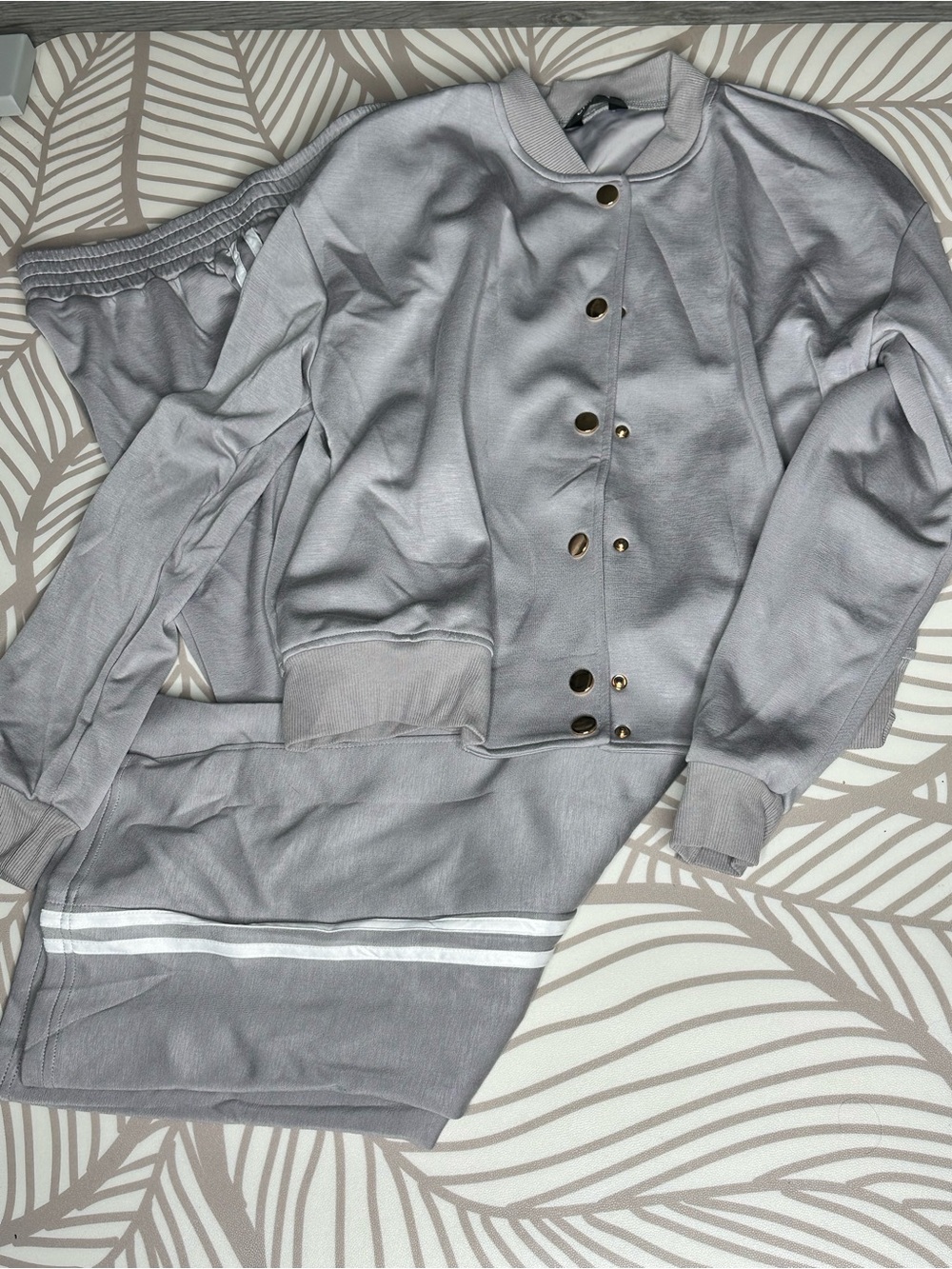 ChicMe Heather Gray Track Jacket & Joggers Set - Casual Athleisure
